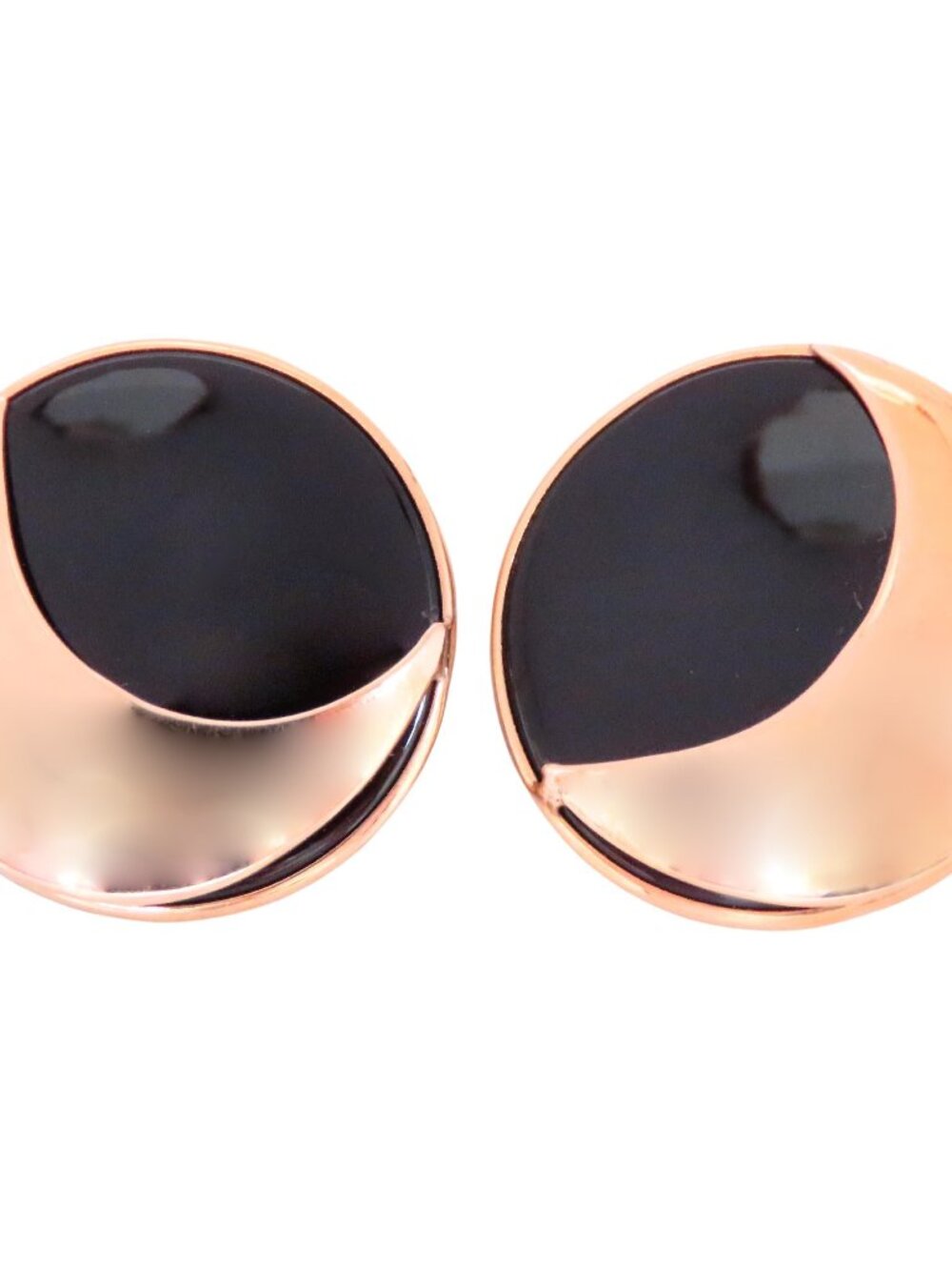 Onyx Panda Eyes Round Stud Earrings 14kt gold*
